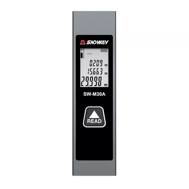SNDWAY Mini Rechargeable Laser Distance Meter with 30 Meters Measurement Range, Class II Smart Laser, LCD Display and Self Calibration for Industrial & Home Improvements | SW-M30