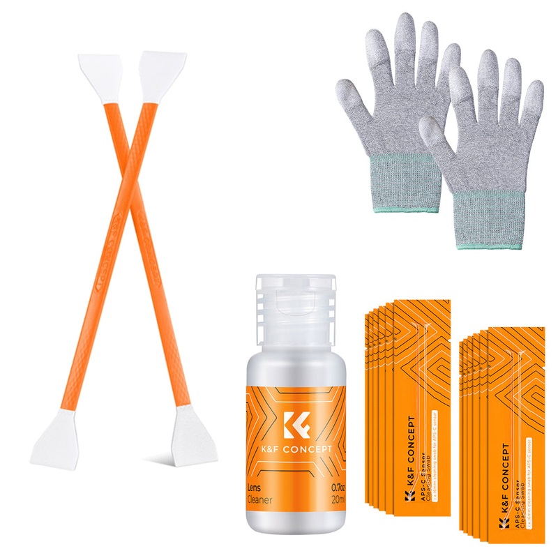 K&F Concept 16mm APS-C / 24mm Full Frame Sensor DSLR Camera Cleaning Swab Kit with Swab + Solution for Lens