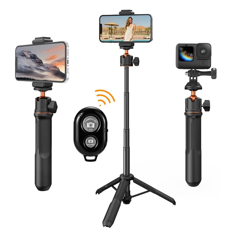 K&F Concept MS11 3 in 1 + Remote 23.6 Selfie Stick + Desktop Tripod with 360 Degree Ball Head, 2kg Max Load Capacity, 1/4 Top Threads and 10m Wireless Control Distance
