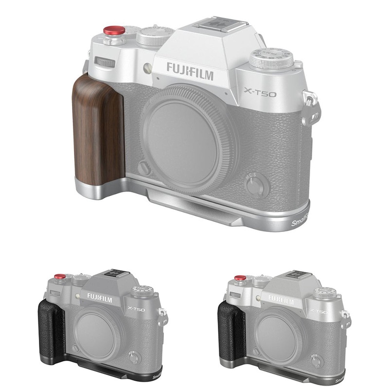 SmallRig L-Shape Camera Grip for FUJIFILM X-T50 with Wooden / Silicone Handle, Arca-Type Quick Release Base Plate, Shutter Release Button, Hot Shoe Cover, and Multiple 1/4-20 Threaded Hole for Attachments and Accessories | 4712 4736 4783