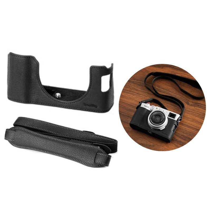 SmallRig Leather Half Camera Case for FUJIFILM X100VI with Shoulder Strap, Built-in 1/4-20 Thumb Screw for Tripod Attachment and Other Accessories, Full Access to Ports, Buttons, Controls, and Battery Slots | 4699 | 4700