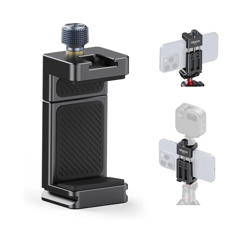 Ulanzi MA33 Arca-Type Phone Holder with Dual Cold Shoe Mount and Multiple 1/4 Attachment Holes for iPhone and Smartphones (60mm-95mm)