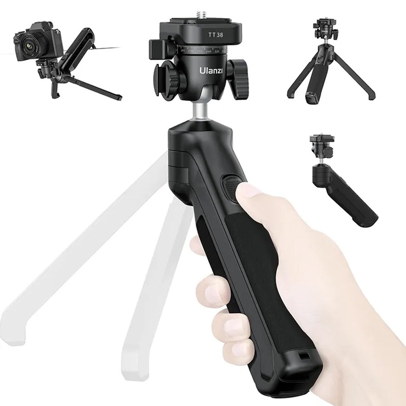 Ulanzi TT38 Camera Grip + Push Tripod with 360 / 180 Degree Ball Head, 3kg Max Load Capacity, 1/4 Thread Mount, Cold Shoe and Hidden Hook for Vlog, Vlogging, Videography