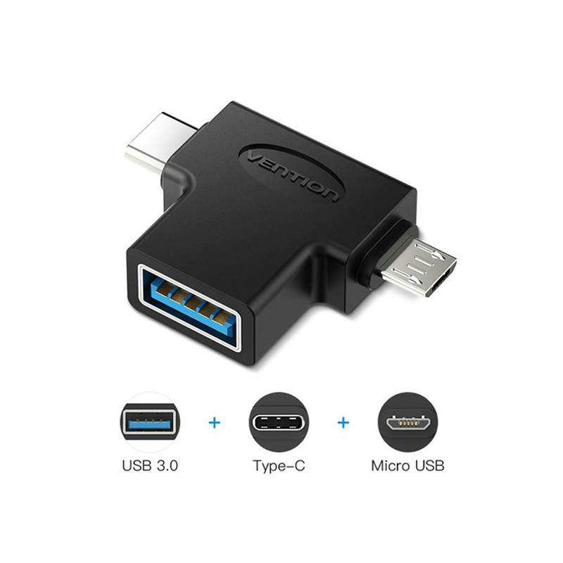 Vention 2-in-1 Micro USB and USB-C to USB 3.0 Female OTG Adapter with High-Speed 5Gbps Transfer Speed for Android Phone, Tablet, Laptops