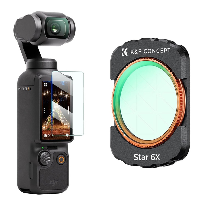 K&F Concept DJI OSMO POCKET 3 NANO-X Star 6 Starburst Light Effect Filter for Night Scenes, City Lights, Water & Jewelry Shooting – Multi-Coated Optical Glass, Ultra-Slim Magnetic Frame, Waterproof & Scratch-Resistant | Camera Accessories