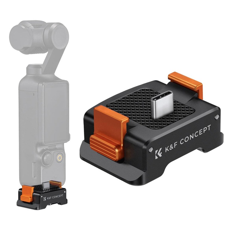 K&F Concept DJI OSMO POCKET 3 Type-C Charging Mount Adapter with Foldable GoPro Mount (2-Prong), Arca-Type Base, and 1/4-20 Screw Hole for Tripods, Selfie Sticks, and Camera Accessories