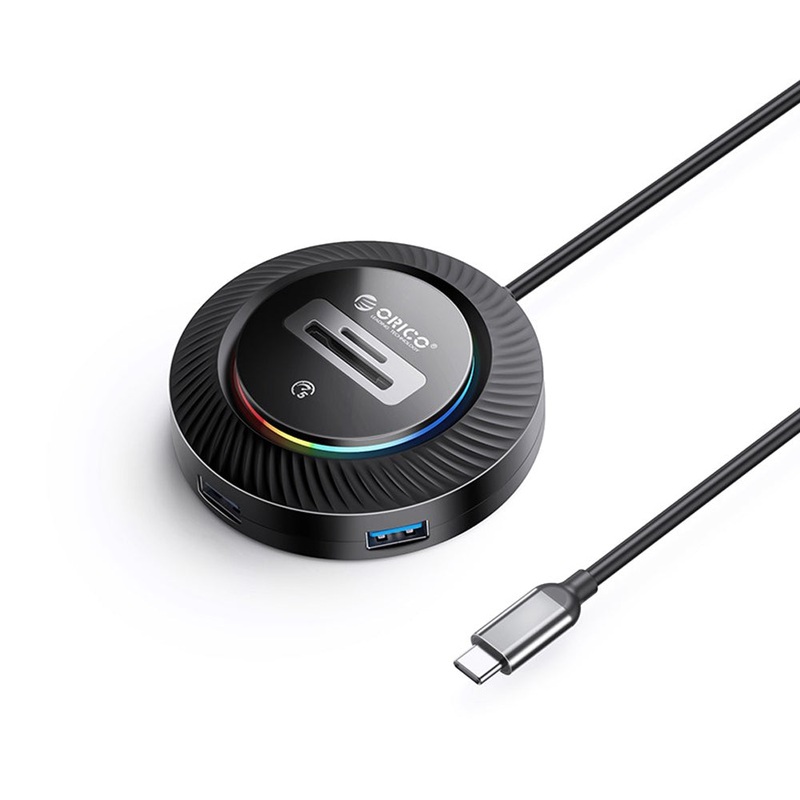 ORICO 4-IN-1 USB HUB 5GBPS RGB (0.3M,1.8M) Type-C Cable with SD/TF Card Reader & 3-Port USB 3.0 | Windows, Linux & macOS Support | for PCs, Computer Desktops & Laptops | USB Hubs & Docking Stations | YKR5-C3