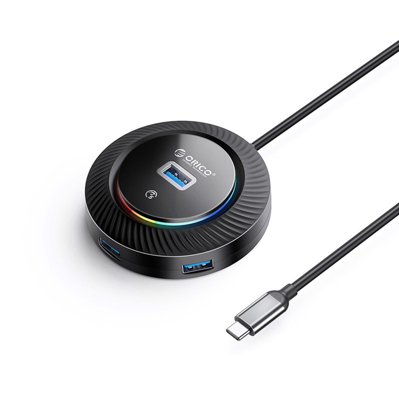 ORICO 4-IN-1 USB HUB 5GBPS RGB (0.3M) Type-C Cable with 4-Port USB 3.0 | Windows, Linux & macOS Support | for PCs, Computer Desktops & Laptops | USB Hubs & Docking Stations | YKR2-C3