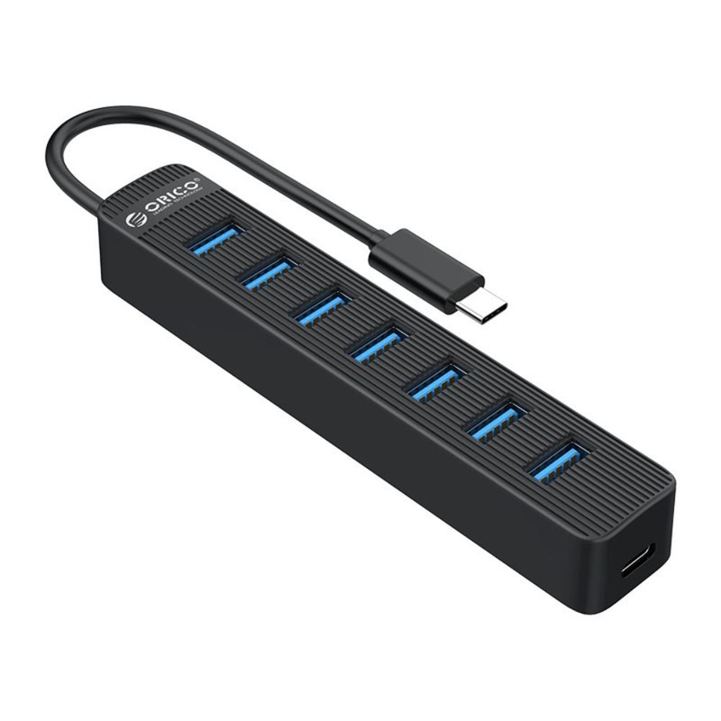 ORICO 7-Port USB 3.0 Type A Multifunctional Hub with USB Type-C Interface, 5Gbps Transmission Rate for Windows Mac OS and Linux