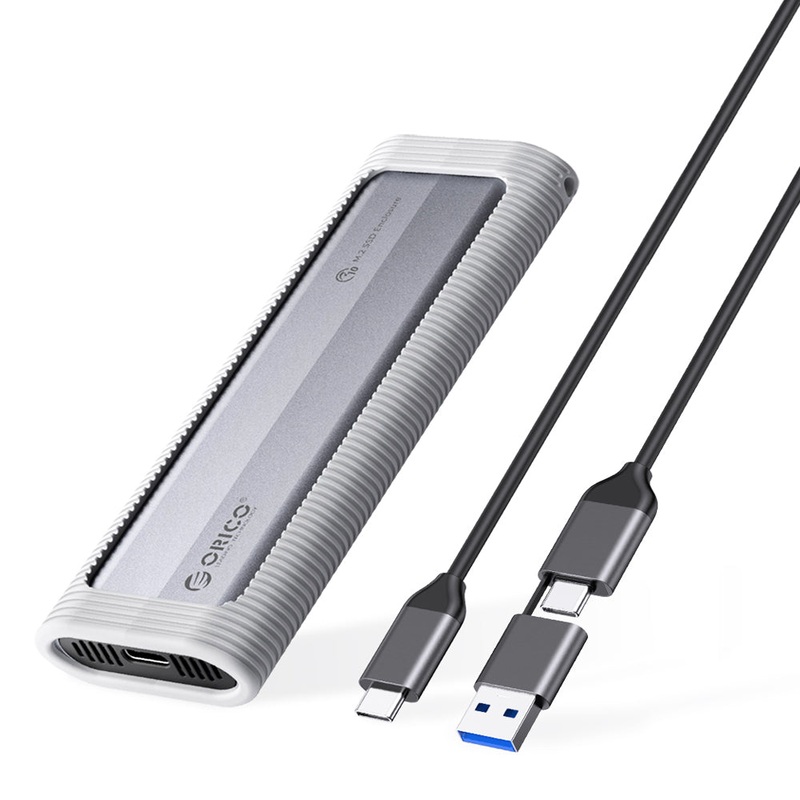 ORICO M.2 NGFF SATA/NVMe SSD Enclosure 6GBPS/10GBPS USB 3.1 Type-C Solid State Drive Aluminum Case with Data Cable & Silicone Cover – Supports 8TB Storage & Windows, MacOS & Linux Systems for PCs, Computer Desktops & Laptops