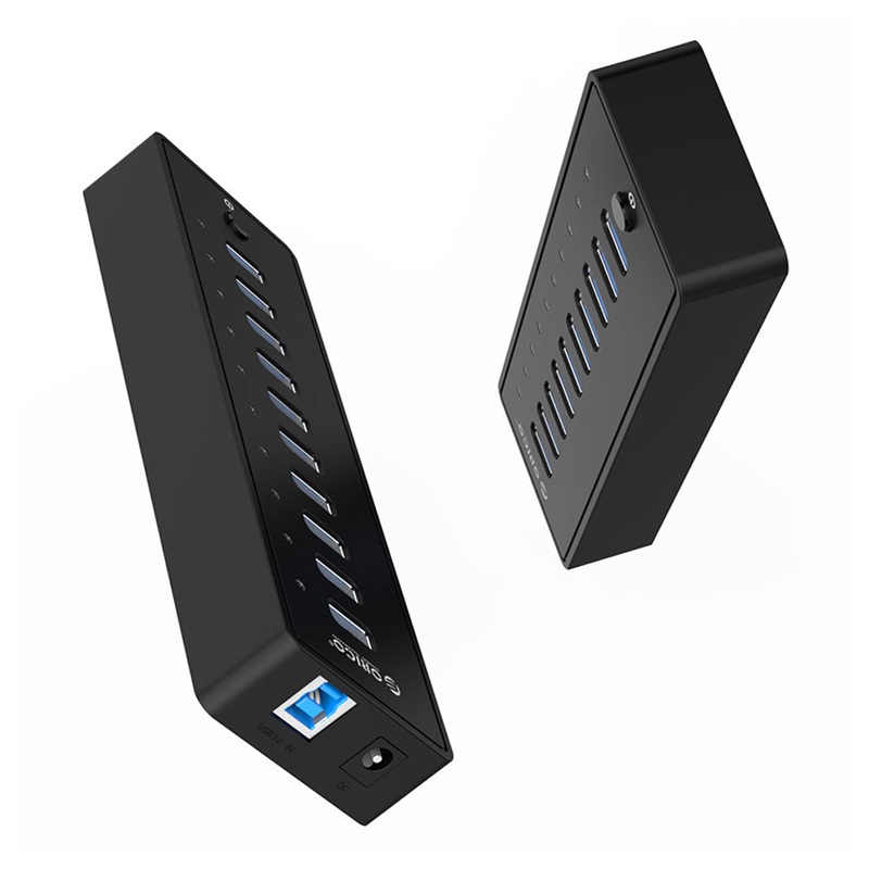 ORICO USB 3.0 / 2.0 10-Port Expansion Hub with Power Supply & LED Light Indicators for PCs, Computer Desktops & Laptops (Windows, macOS & Linux) | USB Hubs & Docking Station | ORICO-P10