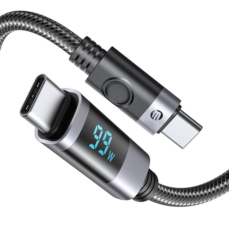 ORICO USB Type-C 100W Fast Charging Data Cable with LED Display and Nylon-Braided Cord for Smartphones, Tablets, Laptops, iPhone 16 / 15, iPad, MacBook
