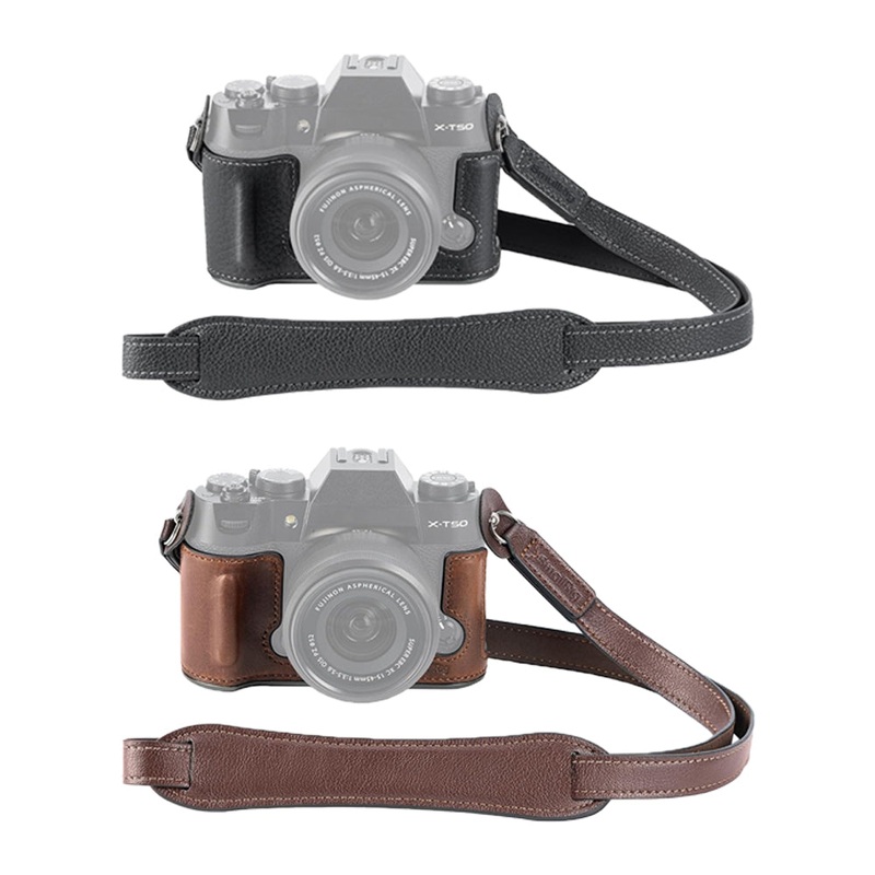 SmallRig Leather Camera Half Case for FUJIFILM X-T50 with Shoulder Strap – Vintage Styling, Foam Cushioned Grip, High-Quality Materials, Unobstructed Access to Ports & Buttons | Available in Sophisticated Black, Elegant Brown | 4710 4709