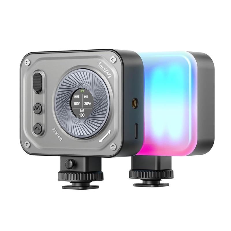 SmallRig Vibe P108 Pro Mini Full Color RGB LED Video Light with 2500K~6500K CCT, 1500mAh Battery, Multiple Mounts, 1/4-20 Threaded Holes, USB Type-C Charging Port and 12 Lighting Effects for Photography