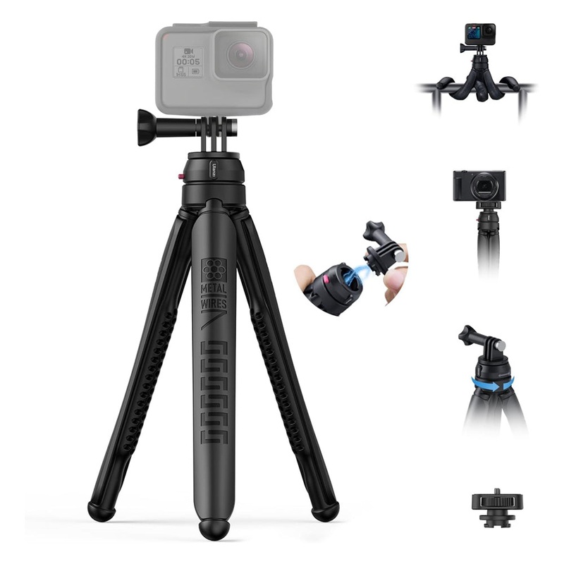 Ulanzi JJ-01 Go Quick II Magnetic Flexible Camera Tripod with Quick Release Action Camera Mount and 1/4-20 Adapter for GoPro DJI Insta360 and Smartphone Holders | T121GBB1