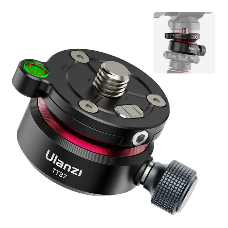 Ulanzi TT37 Mini Levelling Base for Tripod / Monopod Head Aluminum Alloy with Bubble Level, Max 5kg Load Capacity, 3/8-16 Top and Bottom Thread Mounts, Anti Slip and Upgraded Locking System Design for Photography Videography