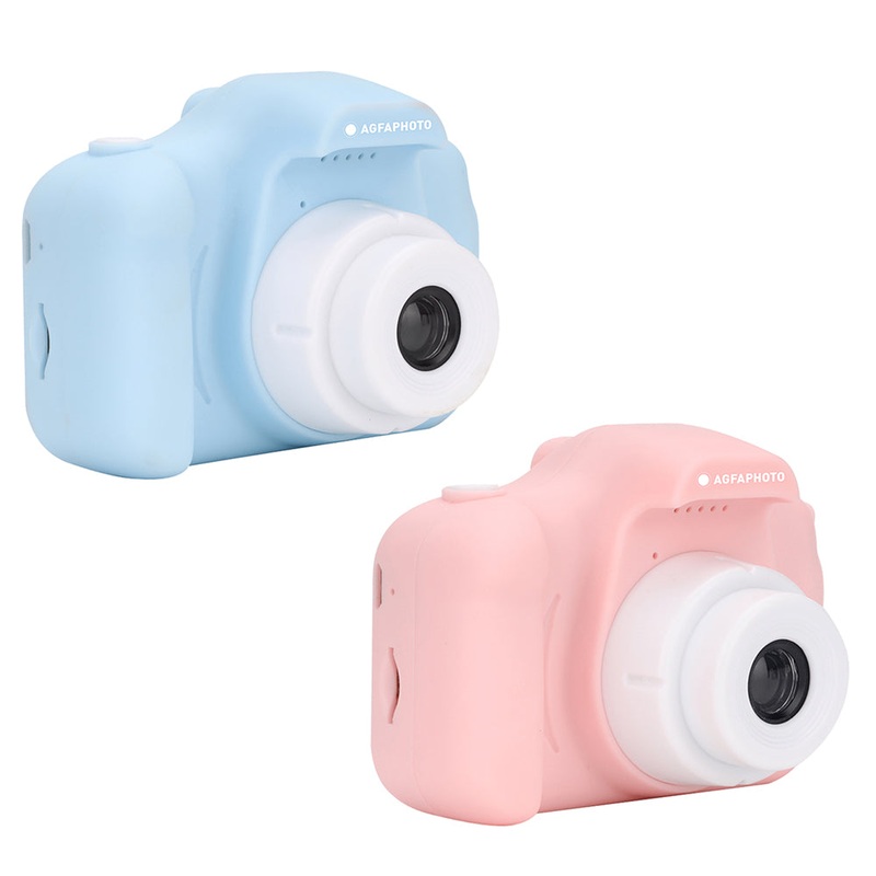 AGFAPHOTO Realikids Cam Mini (ARKCM) 12MP Digital Camera with CMOS Front / Rear Sensor, HD 720p Video Capture, 2 LCD Screen Display and Max 32GB Memory Storage Support for Point and Shoot Photo Video | Blue, Pink