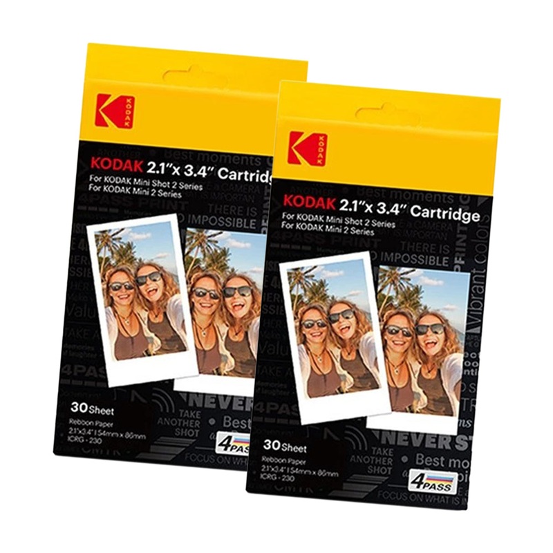 KODAK 2.1 x 3.4 Wallet Size Prints (60 Sheets) Film Cartridge for Mini 2 Retro / Mini Shot Retro Photo Printer with 4PASS Print Technology for Instant Cameras  – ICRG-230