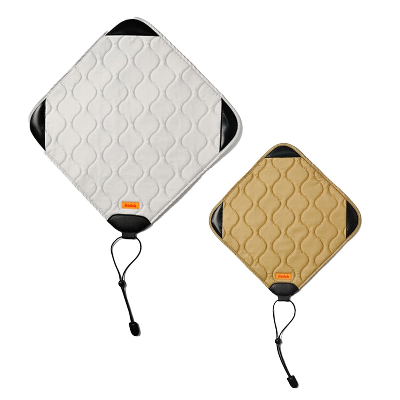 KODAK Camera and Lens Protective Cloth (L, M) Large, Medium Padded Polyester Water Repellent Fabric Wrap Hook-and-Loop Secure Fasteners and Elastic Cord | Light Gray, Khaki