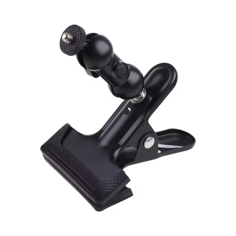 Pxel Aluminum Alloy Spring Clip Clamp with 90 Tilt, 360 Rotation, Mini Ball Head Extension Arm, & 1/4 Mounting Screw for Smartphone Holders, LED Lights, Camera Field Monitors & DSLR Cameras | AA-CT6