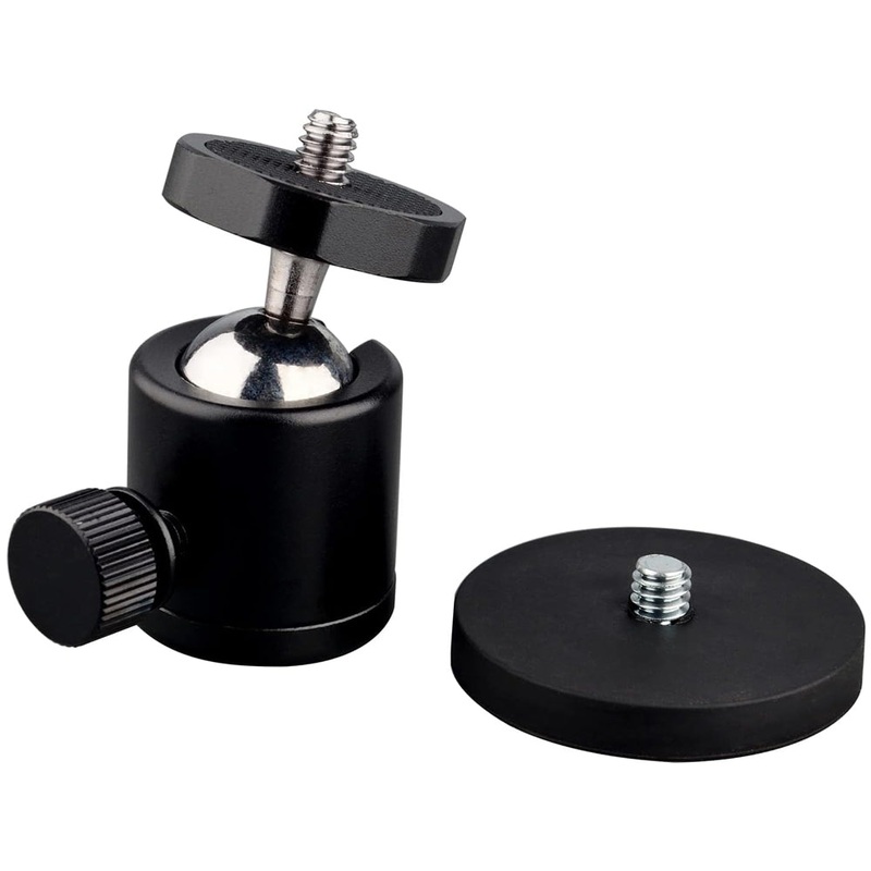 Pxel Multi-Purpose Magnetic Camera Mounting with Mini Ball Head, Strong Rubber Coating Neodymium Magnet and 1/4′ Screw Stud, Phone Holder & Action Camera Mount Adapter for Action Cameras, Smartphones, Mirrorless and LED Lights | AA-TH