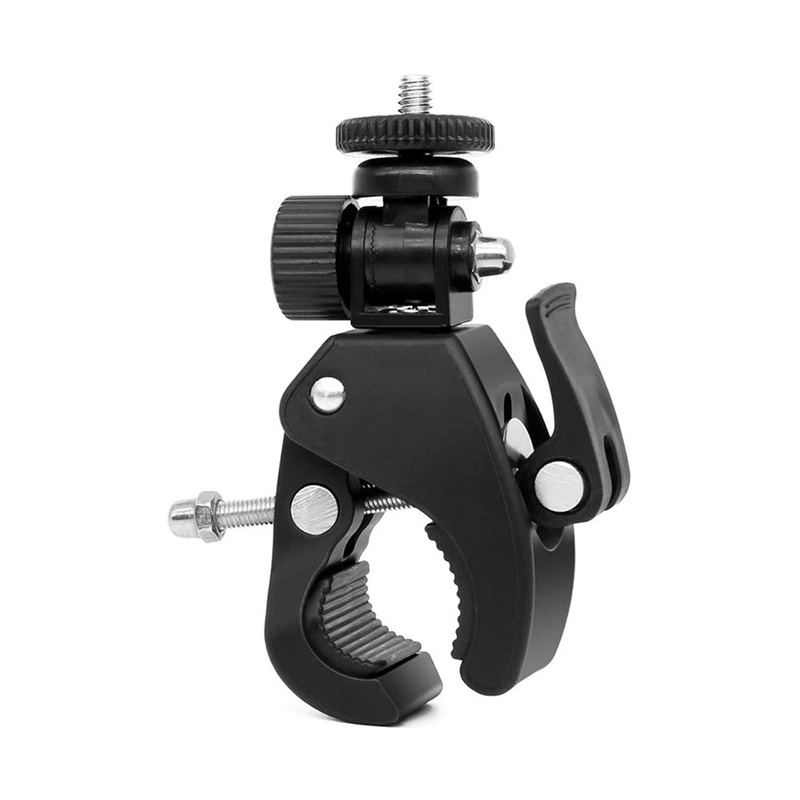 Pxel Universal Handlebar Clamp for Bicycles (Mountain Bikes, BMX & Road Bikes) with 40mm Max Open Clamping Diameter, 1/4 Standard Screw & 180 Head Rotation for Smartphone Holder, DSLR Cameras and Action Cameras | AA-AC6