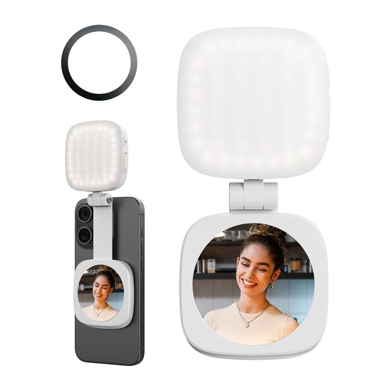 SmallRig Vibe P48 Detachable Smartphone LED Video Light 2700K – 5600K Bi-Color with MagSafe Connector Ring, Dual- Axis Head, Built-in Mirror for iPhone, Food Photography, Selfie and Vlogging | 4933, 4656