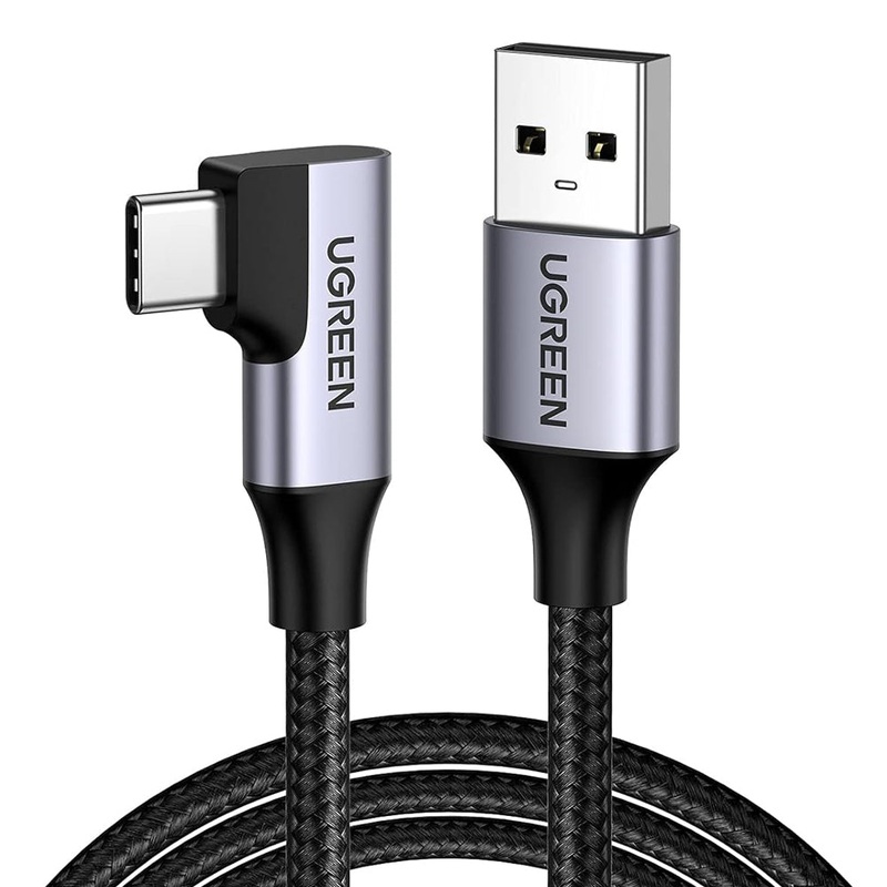 UGREEN 3A USB-A to USB-C (1m) 90 Right Angled Fast Charging & Data Sync Type C Charger Cable for Smartphones, Tablets, Cameras & Electronics Devices | US385