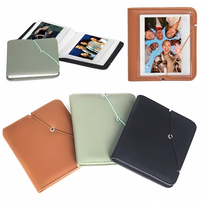 Pikxi 28 Pockets 14 Pages Photo Album with PU Leather Material for FUJIFILM Instax Wide Instant Film Camera | Green Brown Black