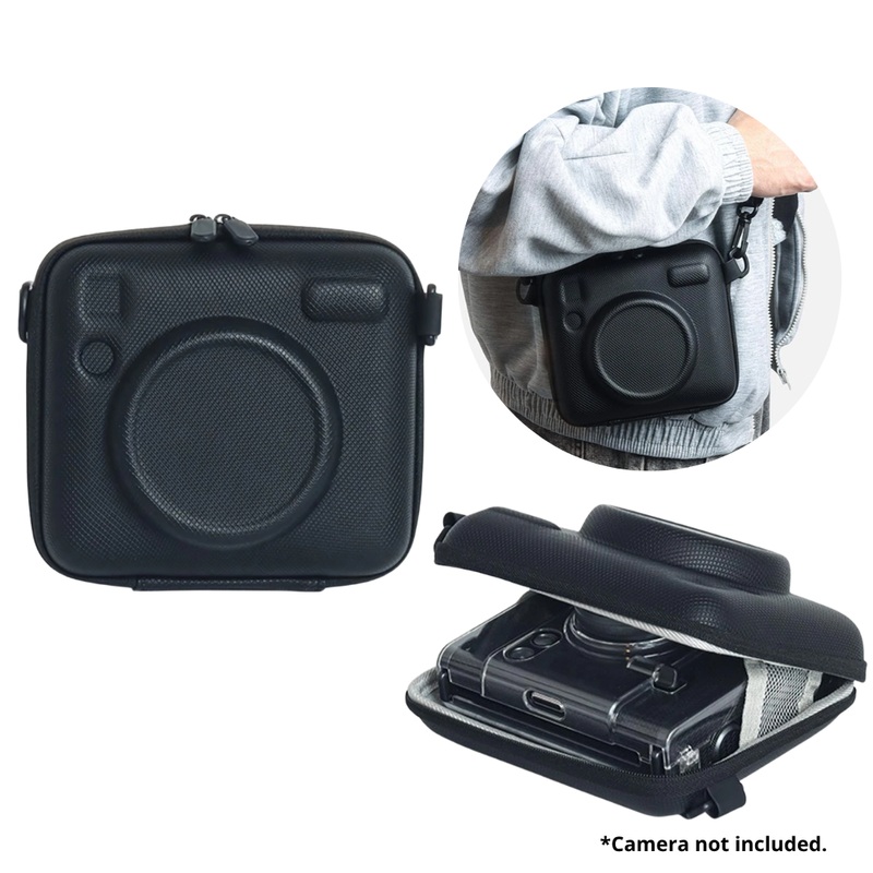 Pikxi EVA Hard Case Protective Sling Bag for Instax Wide EVO / SQ Square Series Hybrid Instant Digital Film Cameras | Black