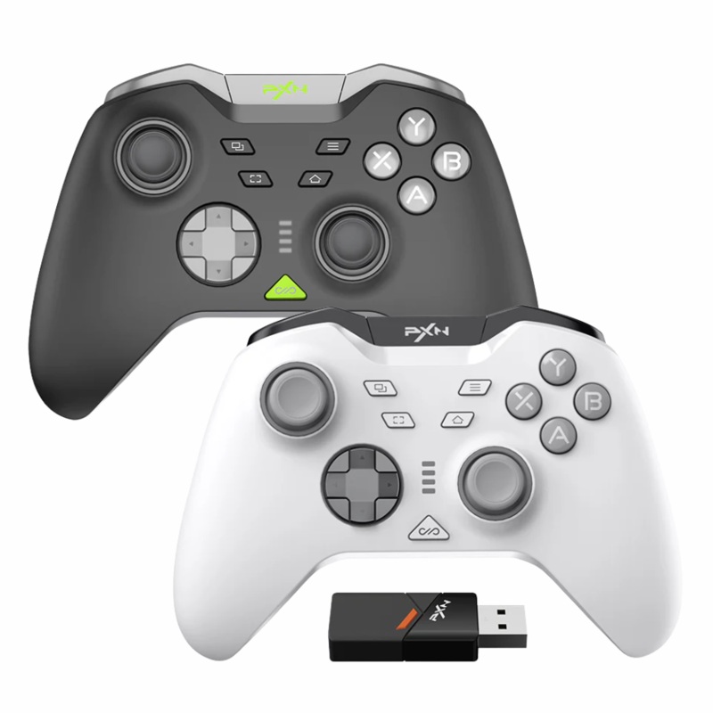 PXN P5 Wired Wireless Game Controller 1000mAh Tri-Mode Connection (USB Type-C, Bluetooth 5.2, 2.4GHz), 1000Hz Joystick, Dual Mode Switch, Responsive Triggers, Max 10m Control Range and 4 Macro Buttons for App Support Mapping | Black, White