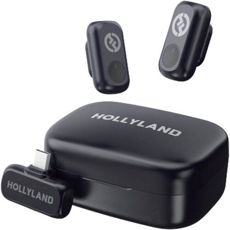 Hollyland LARK A1 Duo Wireless Lavalier Microphone System with USB Type-C Connector, 3-Level Intelligent Noise Cancellation, Up to 54 Hours Battery Life, Magnetic Attachment for Vlogging, Interviews and Video Recording