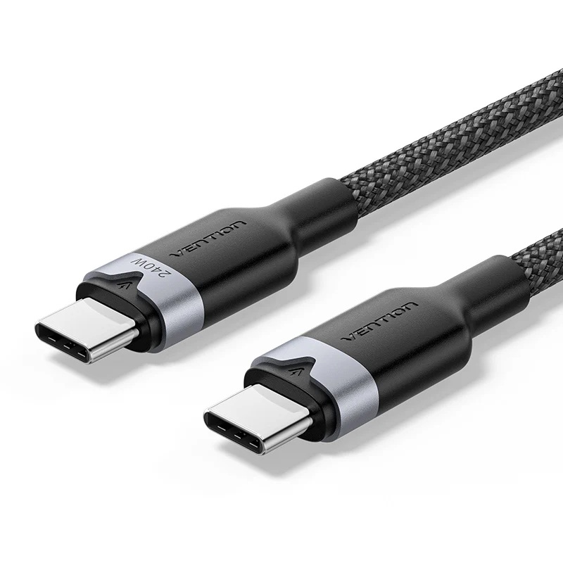 Vention 1 / 2-Meter USB 2.0 Dual Type-C Male 5A Fast Charging Cable with 480Mbps Data Transmission Speed Aluminum Alloy Type