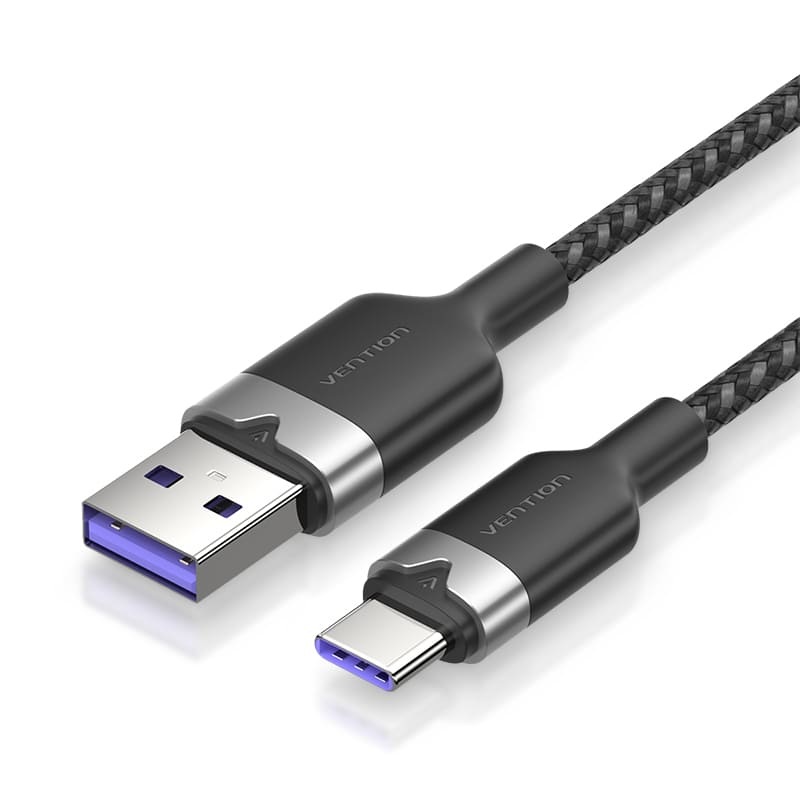Vention 2-Meters USB 2.0 Type-A Male to Type-C Male 6A Fast Charging Cable 480Mbps Data Transmission Speed Aluminum Alloy Type